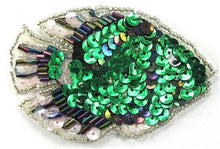 Load image into Gallery viewer, Fish with Green Moonlite White Sequins and Beads 3&quot; x 2&quot;