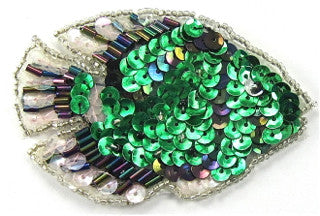 Fish with Green Moonlite White Sequins and Beads 3