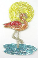 Flamingo with Turquoise Peach Pink Yellow Sequins 7