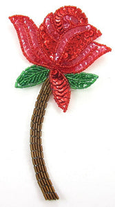 Flower Red Rose with Bronze Stem 6.5" x 3"