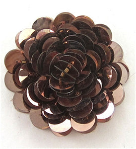 Flower with High Rise Round Bronze Sequins 2"