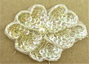Flower with Iridescent Sequins and Beads 2.5" x 3.5"