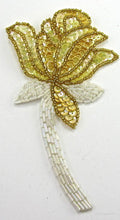 Load image into Gallery viewer, Flower with Silver Gold White Sequins and Beads 6.5&quot; x 3.5&quot;