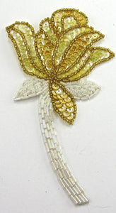 Flower with Silver Gold White Sequins and Beads 6.5" x 3.5"
