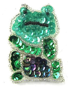 Frog with Green Sequins and Beads 2" X 1.5"