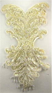 Designer Motif Full body Applique with Iridescent Yellowish Sequins and Beads 17" x 10.5"