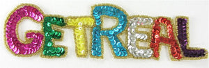 "Get Real" MultiColor Sequins Gold Beads 2" x 7"