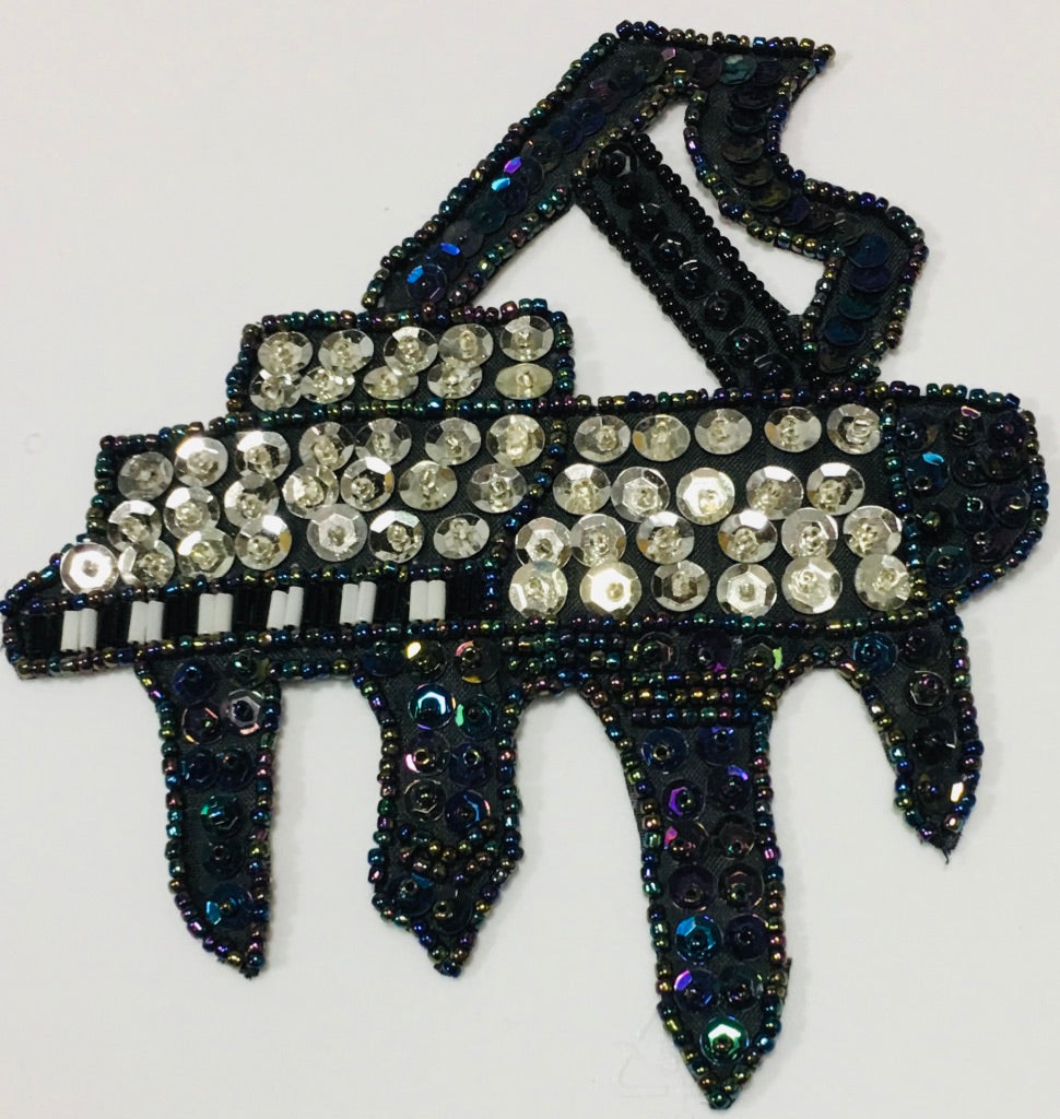 Piano in 2 Variants: Black/Silver or Moonlight/Silver Sequins 5.5" x 4.5"