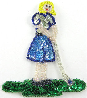 Golf Lady with Club 4" x 4"