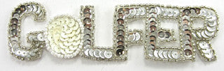 Golfer with Silver Sequins and Beads in 2 Size Variants1.5" x 5"