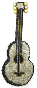 Guitar with Silver Gold and Black Beads 6" x 2"