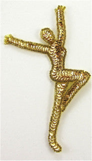 Gymnast Female Gold Sequins and Beads Small 5" x 2.5"