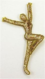 Gymnast Female Gold Sequins and Beads Small 5" x 2.5"