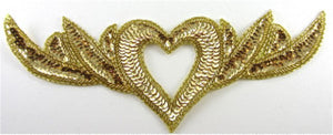 Heart Neck Piece with Gold Sequins and Beads 12" x 4.5"
