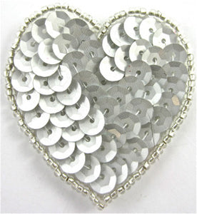 Heart with Grey Sequins and Beads 2"