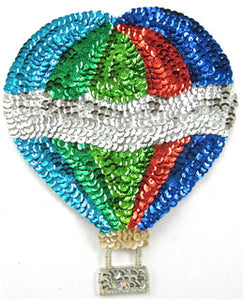 Hot Air Balloon with Basket Sequins and Beads 7.5" x 6"
