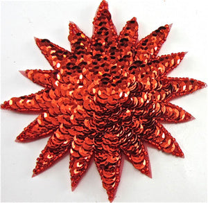 Designer Motif with Red Sequins and Beads 4"