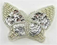 Load image into Gallery viewer, Butterfly with Silver Sequins and Beads 2.5&quot; x 2&quot;