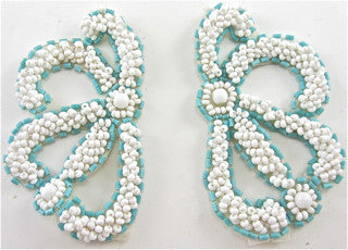 Designer Motif Pair with White and Turquoise Beads 3