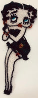 Vintage Cartoon Character Iridescent and Black Sequin Beaded  6.5