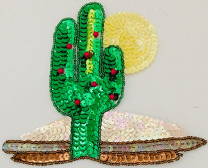 Palm Tree with Green Sequins and red beads with Sun 5.5" x 6.5"