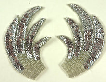 Load image into Gallery viewer, Designer Motif Wing Pair with Silver Sequins and Beads 6&quot; x4&quot;