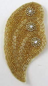Designer Motif Shell Shaped Gold Beads and Rhinestones 5" x 3"