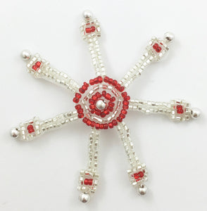 Ships Wheel with Silver and Red Beads 2.5"