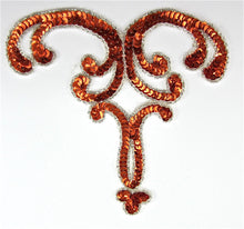 Load image into Gallery viewer, Orange Designer Motif Drop with Silver Trim Beaded or Unbeaded 7&quot; x 7&quot;