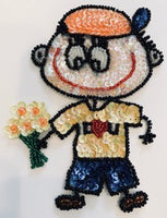 Cartoon Boy with Handful of Flowers 5.5