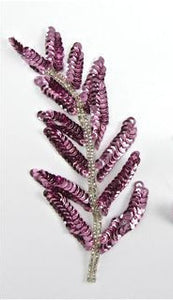 Leaf Pair with Pinkish Mauve Sequin 6" x 3"
