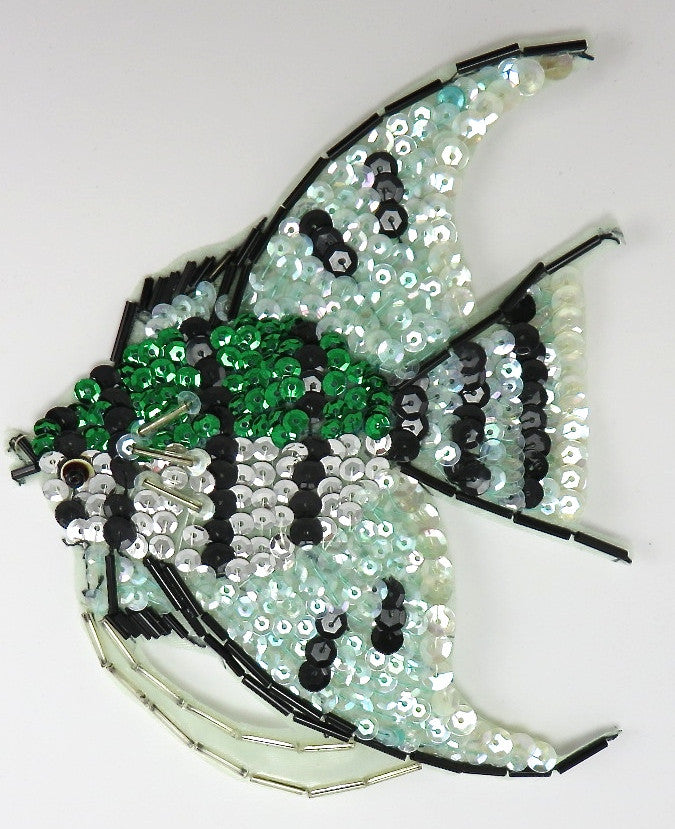 Fish with Green and Silver Sequins 6.5