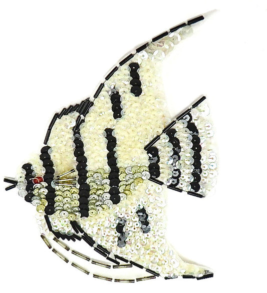 Fish with Iridescent and Black Sequins and Beads 6.5" x 5"