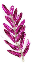 Load image into Gallery viewer, Leaf Pair with Fuchsia Sequins 6&quot; x 3&quot;