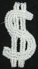 Load image into Gallery viewer, $ Sign, Iridescent, Beaded 3&quot; x 1.5&quot;
