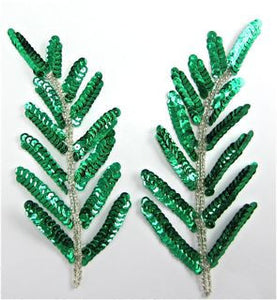 Leaf Pair with Color Choice Sequins and Silver Beads 6" x 3"