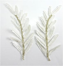 Load image into Gallery viewer, Leaf Pair with White Sequins and Silver Beads 6&quot; x 3&quot;