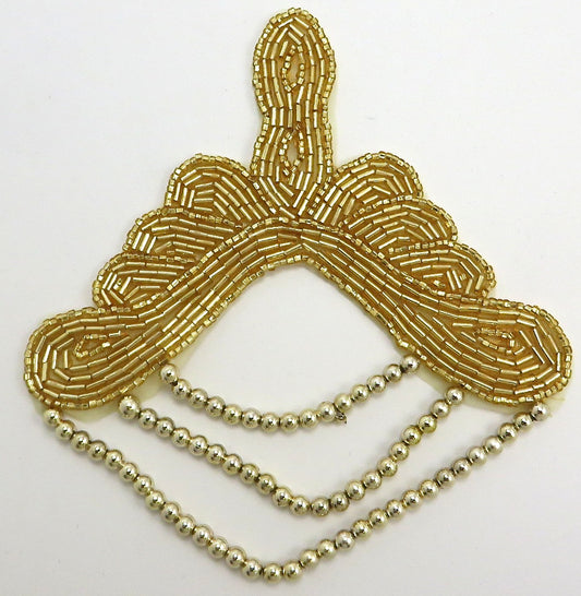 Epaulet with Gold Beads 6" x 5"