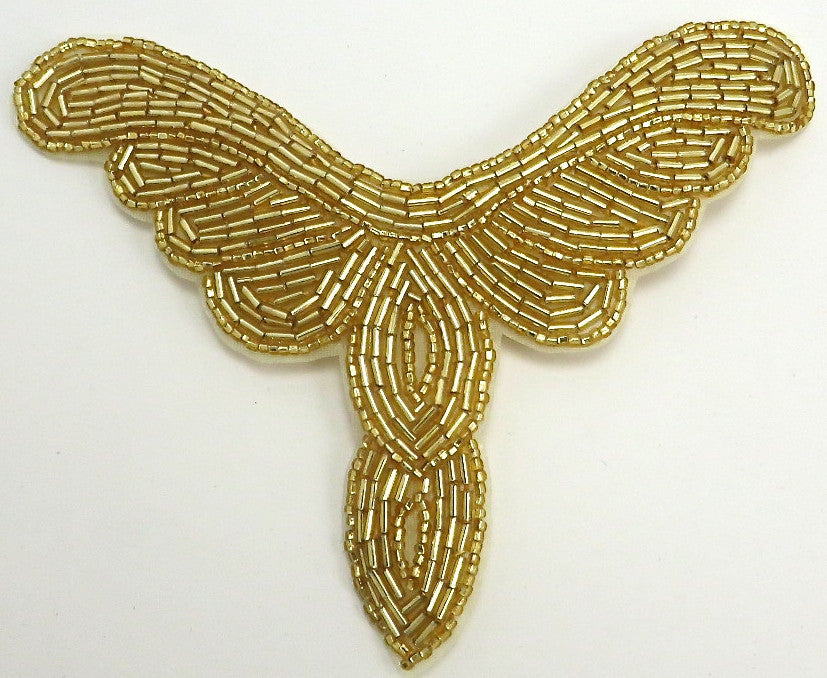 Designer Motif Neckline with Gold Beads 5.5" x 3.5"