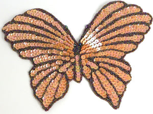 Butterfly with Orange Sequins and Moonlite Beads 9" x 6"