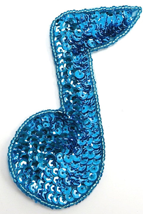 Single Note with Turquoise Sequins and Beads 3.25