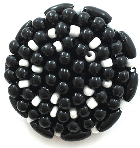 Button Black and white Beads 1"