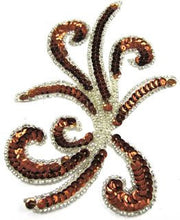 Load image into Gallery viewer, Design Motif Bronze Sequin Swirl with Crystal Beads 5&quot; x 6.5&quot;