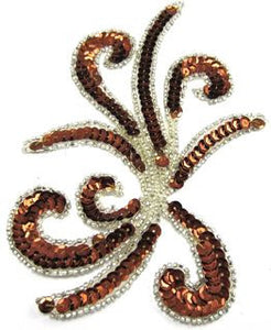 Design Motif Bronze Sequin Swirl with Crystal Beads 5" x 6.5"
