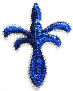Fleur de lis Royal Blue Sequin 5" x 4"