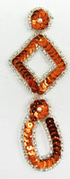 Designer Motif Drop with Orange Sequins Silver Beads 4.5