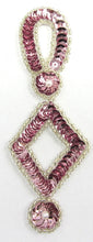 Load image into Gallery viewer, Designer Motif Drop with Pink Sequins Silver Beads 4.5&quot; x 2&quot;