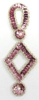 Designer Motif Drop with Pink Sequins Silver Beads 4.5