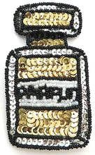 Load image into Gallery viewer, Parfum (perfume) Bottle Sequin Beaded Gold White and Black 4&quot; X 2.25&quot;