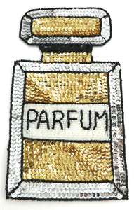 Perfume French Parfum Gold Silver Black Sequins and Beads 9" x 5"